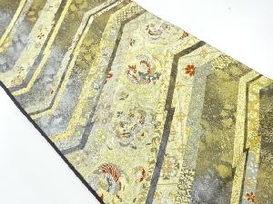 リサイクル　引箔向かい鳥に花唐草模様織出し袋帯